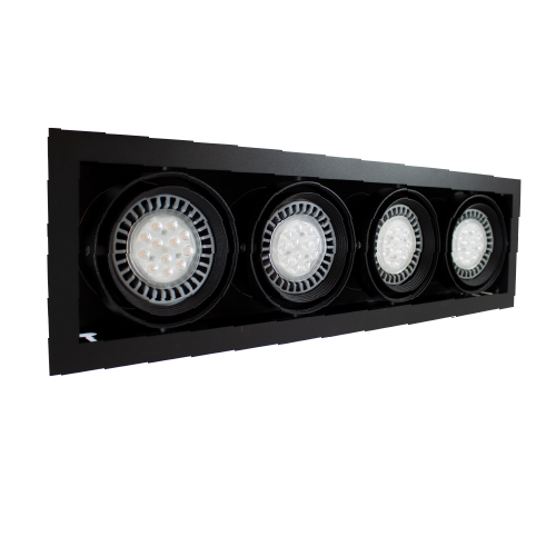 Embutido cardánico 4x15W lineal para AR111 negro